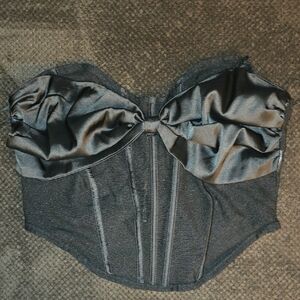 Windsor Black Satin Crop Top